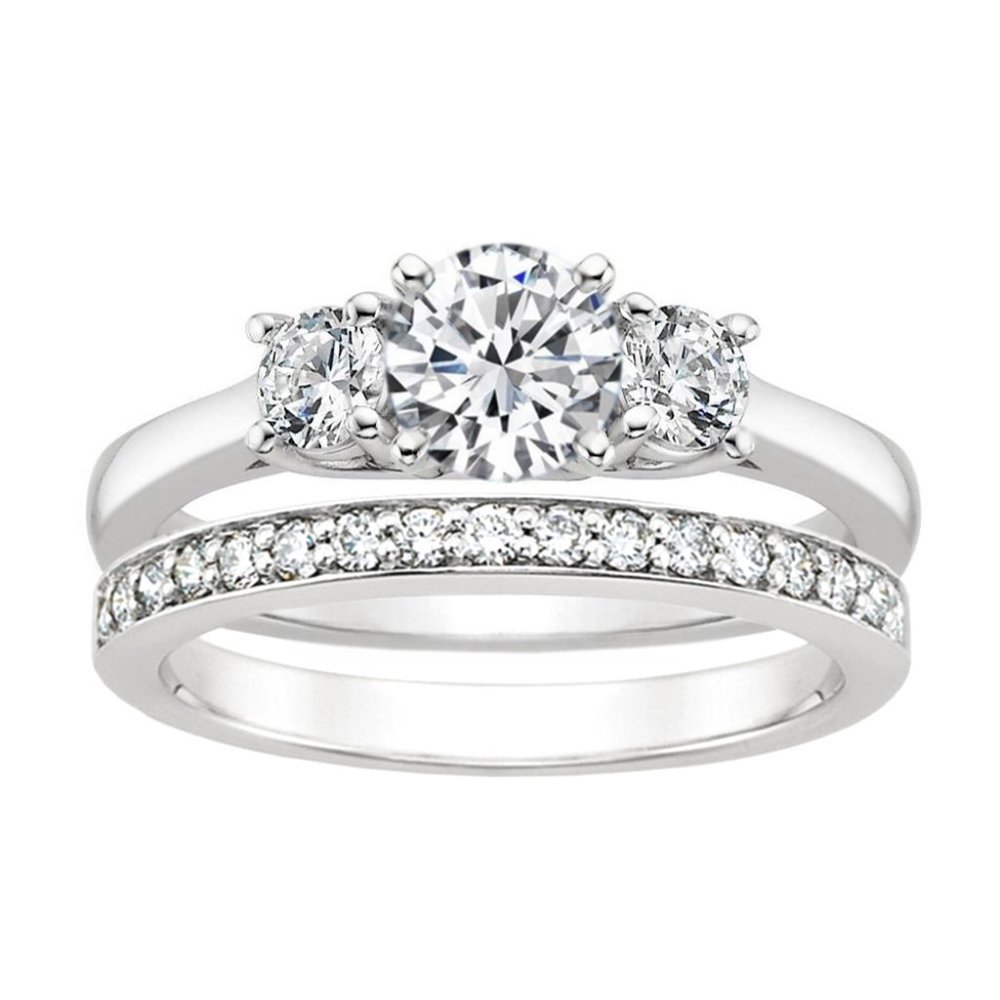 Women's Stainless Steel Engagement Wedding Ring Set